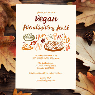 Whimsical VEGAN Thanksgiving Friendsgiving CUSTOM Kaart