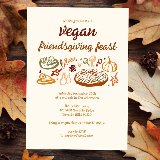 Whimsical VEGAN Thanksgiving Friendsgiving CUSTOM Kaart