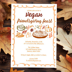 Whimsical VEGAN Thanksgiving Friendsgiving CUSTOM Kaart