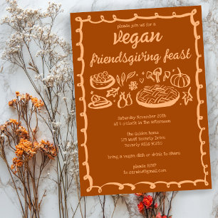 Whimsical VEGAN Thanksgiving Friendsgiving CUSTOM Kaart