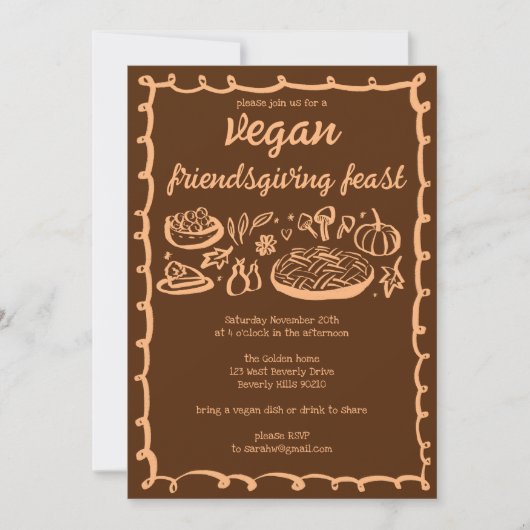 Whimsical VEGAN Thanksgiving Friendsgiving CUSTOM Kaart (Voorkant)