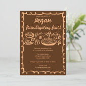 Whimsical VEGAN Thanksgiving Friendsgiving CUSTOM Kaart (Staand voorkant)