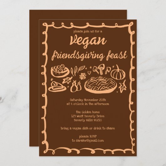 Whimsical VEGAN Thanksgiving Friendsgiving CUSTOM Kaart (Voorkant / Achterkant)