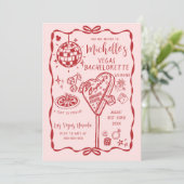 Whimsical Vegas Bachelorette Weekendprogramma Kaart (Staand voorkant)