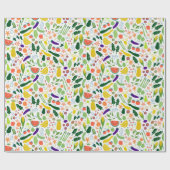 Whimsical Vegetables & Fruits Pattern Cadeaupapier (Vlak)