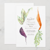 Whimsical Veggie Patch Baby shower | Bieten en wor Kaart (Voorkant / Achterkant)
