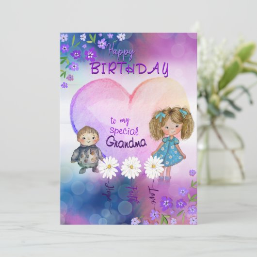 Whimsical Verjaardag Kaart voor speciale oma (Staand voorkant)