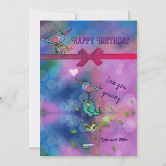 Whimsical Verjaardag Kaart voor speciale oma (Achterkant)