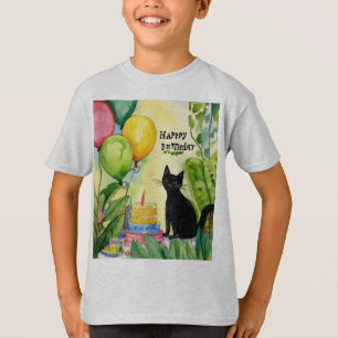 Whimsical Verjaardag Verrassing: Zwarte Kat in de T-shirt