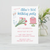 Whimsical Verjaardagsfeest Girlie Schattigee Custo Kaart (Staand voorkant)