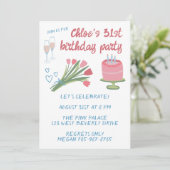 Whimsical Verjaardagsfeest Girlie Schattigee Custo Kaart (Staand voorkant)