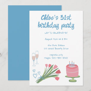 Whimsical Verjaardagsfeest Girlie Schattigee Custo Kaart