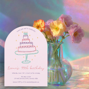 Whimsical Verjaardagstaart Custom Kleurrijke Party Kaart