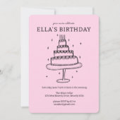 Whimsical verjaardagstaart Doodle Schattige Custom Kaart (Voorkant)