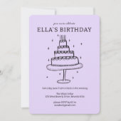 Whimsical verjaardagstaart Doodle Schattige Custom Kaart (Voorkant)