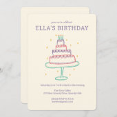 Whimsical Verjaardagstaart Schattigee Custom Kleur Kaart (Voorkant / Achterkant)