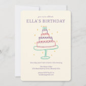 Whimsical Verjaardagstaart Schattigee Custom Kleur Kaart (Voorkant)