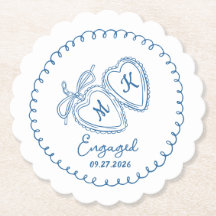 Whimsical Verliefd Koppel Blauwe Harten Trendy Doo