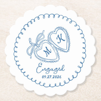 Whimsical Verliefd Koppel Blauwe Harten Trendy Doo Kartonnen Onderzetters