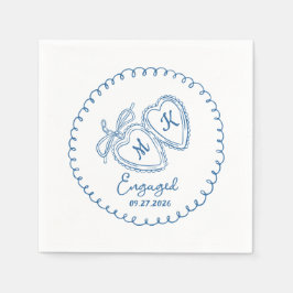 Whimsical Verliefd Koppel Blauwe Hartjes Trendy Do Servet