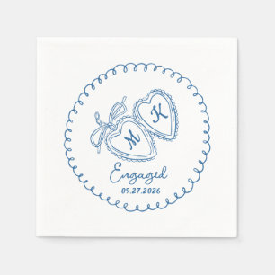 Whimsical Verliefd Koppel Blauwe Hartjes Trendy Do Servet