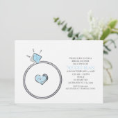 Whimsical Verloving Ring Bridal Shower Invitation Kaart (Staand voorkant)