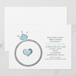 Whimsical Verloving Ring Bridal Shower Invitation Kaart