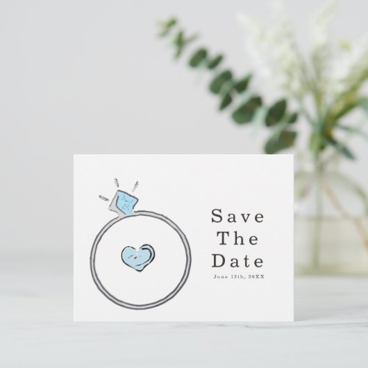 Whimsical Verloving Trouwring Save The Date Briefkaart (Staand voorkant)