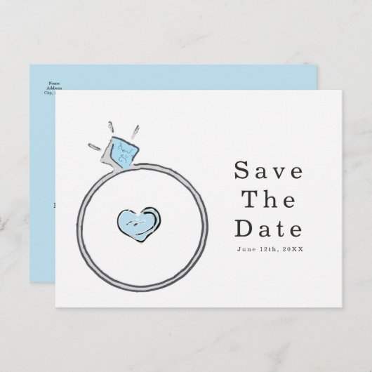 Whimsical Verloving Trouwring Save The Date Briefkaart (Voorkant / Achterkant)