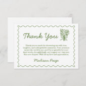 Whimsical Verse Fris Van De Markt Groen Bruidsmeis Bedankkaart (Voorkant / Achterkant)