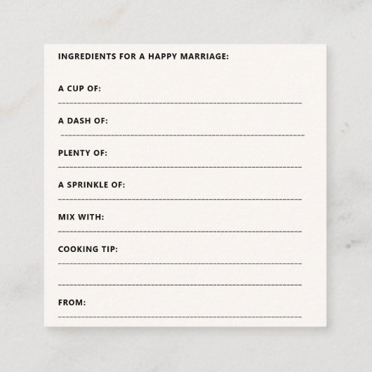 Whimsical Verse Huwelijkssluiting Bridal Shower  Informatiekaartje (Achterkant)