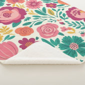 Whimsical Veteraan Bloemen Retro Bloemenpatroon Sherpa Deken (3/4)