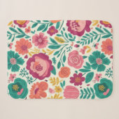 Whimsical Veteraan Bloemen Retro Bloemenpatroon Sherpa Deken (Voorkant (horizontaal))