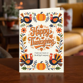Whimsical Vibrant Folk Art Herfst Thanksgiving Kaart