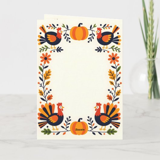 Whimsical Vibrant Folk Art Herfst Thanksgiving Kaart (Achterkant)