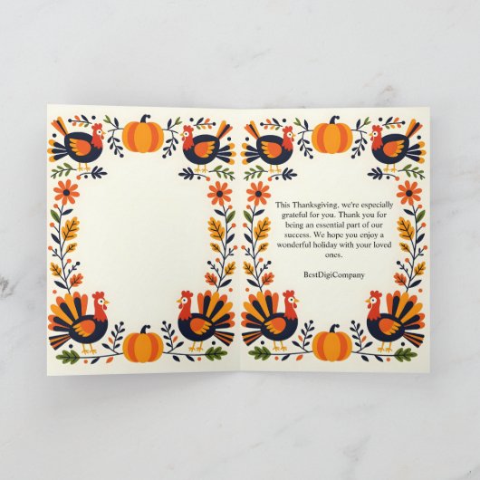 Whimsical Vibrant Folk Art Herfst Thanksgiving Kaart (Binnen)