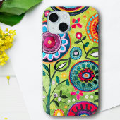 Whimsical Vibrant Kleur Folk Art Bloemen Patroon Case-Mate iPhone Case