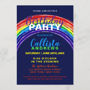 Whimsical Vibrant Rainbow Waterverf Verjaardag Kaart