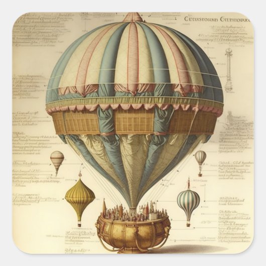 Whimsical Victoriaans heteluchtballon Stickers (Voorkant)
