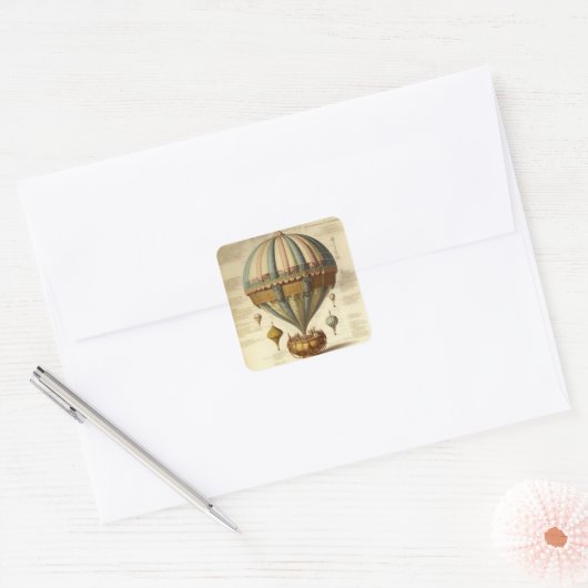 Whimsical Victoriaans heteluchtballon Stickers (Envelop)