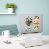 Whimsical Victoriaans theeset Sticker (Laptop op bureau)
