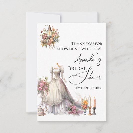 Whimsical Victoriaans trouwjurk Vrijgezellenfeest Bedankkaart (Voorkant)