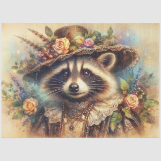 Whimsical  Victoriaans Wasbeer Decoupage Tissuepapier (Voorkant)