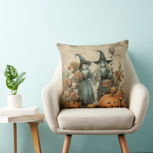 Whimsical Victoriaanse Heksen Pompoen Rozen Kussen