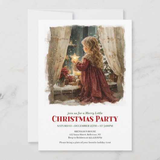 Whimsical Victorian Little Girl Awaiting Santa Kaart (Voorkant)