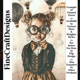 Whimsical Victorian Steampunk Meisje W7 Decoupage Tissuepapier