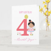 Whimsical vierde verjaardag fee meisjes schattig kaart (Gele Bloem)