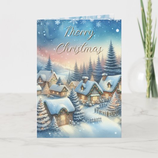 Whimsical Village gepersonaliseerde kerst Feestdagen Kaart (Voorkant)