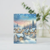 Whimsical Village gepersonaliseerde kerst Feestdagenkaart (Staand voorkant)