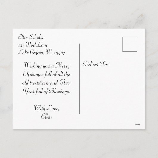 Whimsical Village gepersonaliseerde kerst Feestdagenkaart (Achterkant)